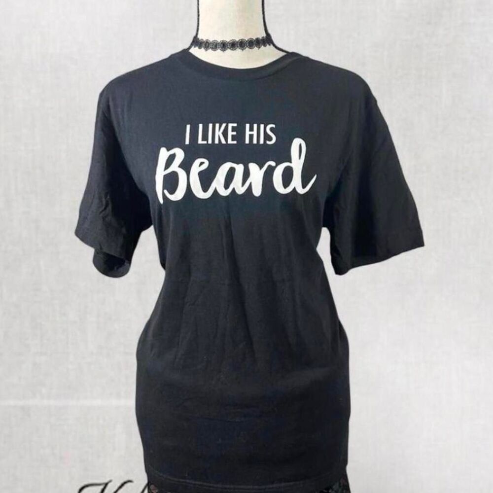 Alternative Girl Black Graphic “I Like His Beard” T-Shirt